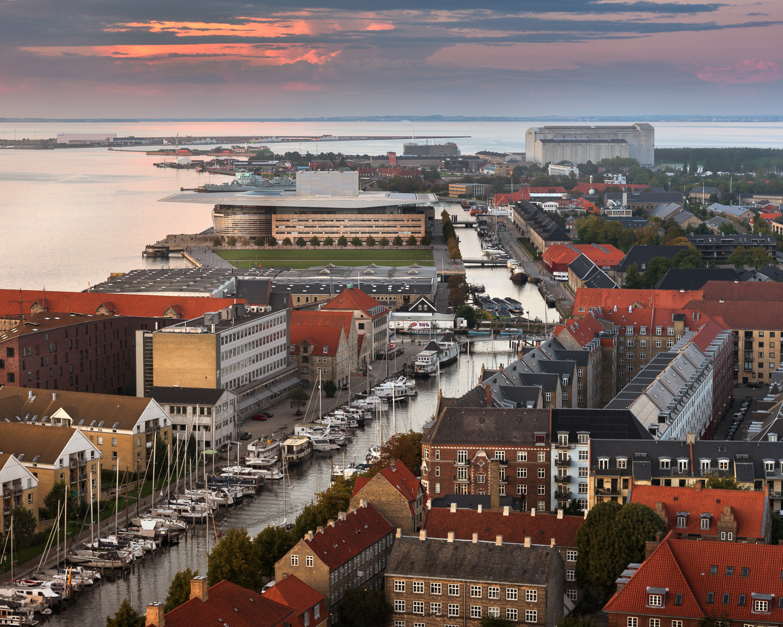Aerial View of Roofs and Canals of Copenhagen in the Evening, Denmark-3.jpg