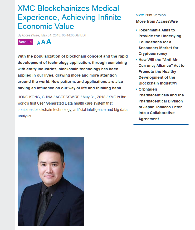 Screenshot-2018-6-4 XMC Blockchainizes Medical Experience, Achieving Infinite Economic Value - NASDAQ com.png