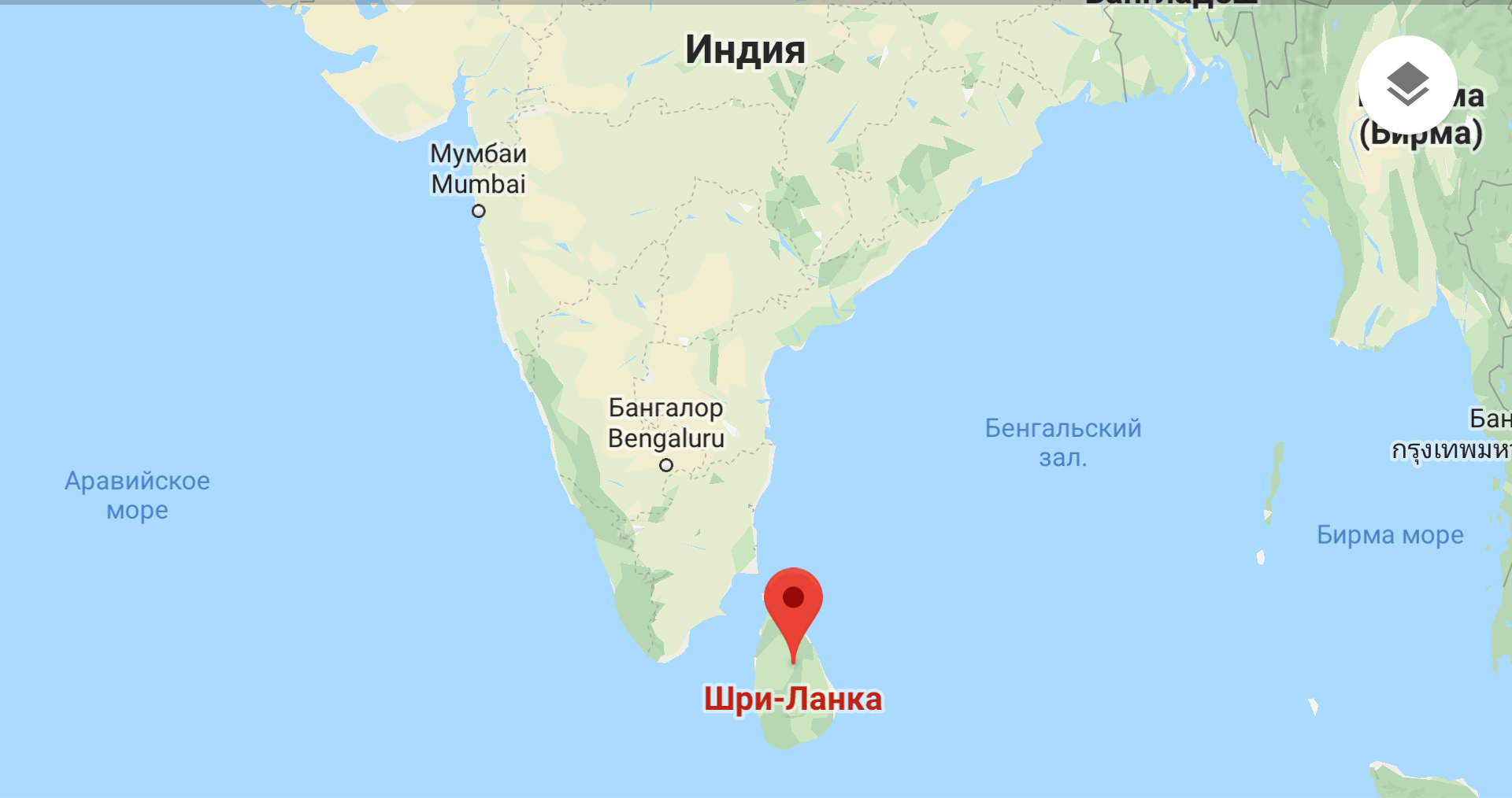 Остров Шри Ланка на карте.